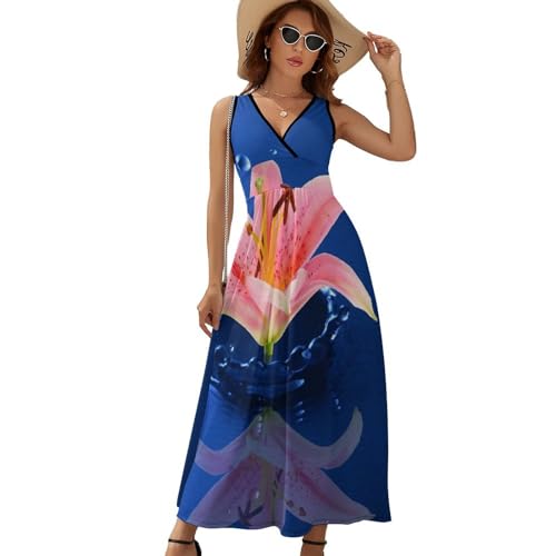 Robe longue d'été sans manches à fleurs dans l'eau pour femmes - 6