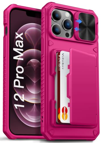 Image of Vihibii for iPhone 12 Pro Max Case Wallet, Card Holder (4 Cards), Hot Pink