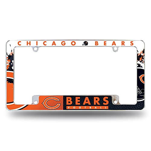 Rico Industries NFL Chicago Bears Primary 12 x 6 Chrome All Over Automotive License Plate Frame for Car/Truck/SUV