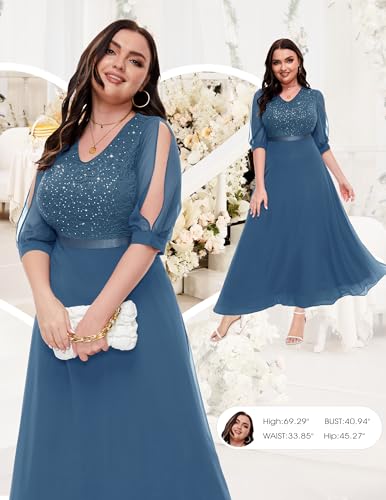 Image of Wedtrend Women's Sequin Dresses Sparkly Glitter Dress Split Sleeves Formal Dresses Maxi Evening Dress