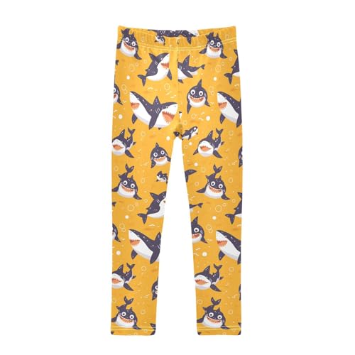 KLL Funny Seamless Shark Saffron Toddler Girl Athletic Leggings Comfortable Full Length Lounge Pants Exercise