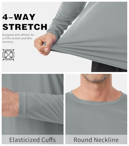 Image of Mens Tall Rash Guard Long Sleeve T Shirts-UPF 50+ Sun Protection Swim Tee