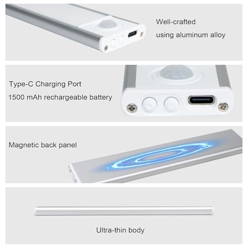 Image of Motion Activated Under Cabinet Light, Cabinet Lighting, Motion Sensor Light Indoor, Easy to Install, Magnetic led Lights with 1500mah Battery for Kitchen, Closet, Room, Pantry and More