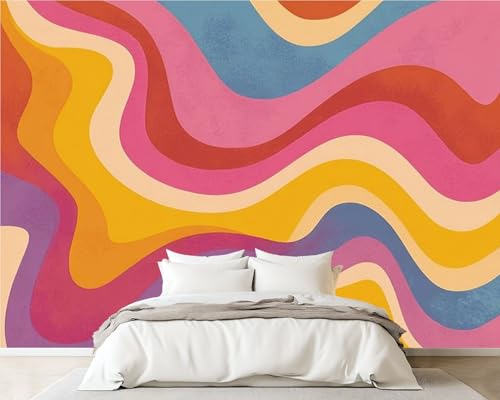 Wall Mural Peel and Stick Groovy Retro Seamless Disco Wavy