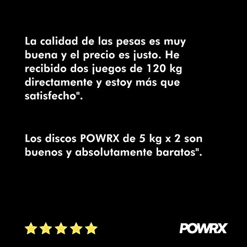 POWRX Discos olímpicos 30 kg/50 kg - Set a Elegir: 2x10kg + 2x5kg | 4x5kg + 4x2,5kg | 2x10kg + 4x5kg + 4x2,5kg - Diámetro Agujero Ø 50 mm - Imagen 6
