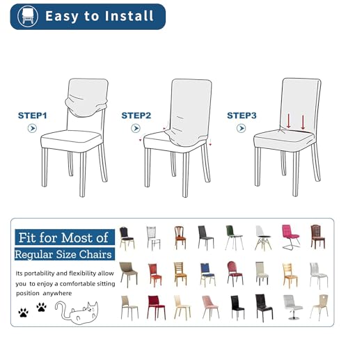 SHENGYIJING Stretch Set of 2 or 4 or 6 Waterproof Dining Chair Covers for Dining Room, Removable and Washable Chair Protector Seat Covers for Hotel, Wedding, Kitchen (Matcha Grün1,4 Stück)