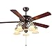Produktbild 52-Zoll American Fan Light, Mute Energiesparende vier Jahreszeiten LED Retro Fan Light, Fan Light kann in Front- und Heckrichtung gedreht werden (Size : Drawstring control)