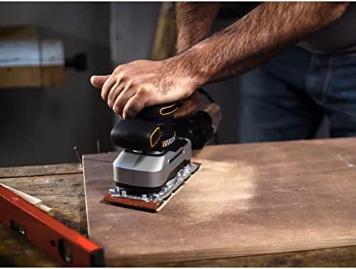 Bild 2 - WORX WX642.1 Schwingschleifer 270W– Elektrisches Profi Schleifwerkzeug – Schleifen ohne Staub – Inkl. Schleifpapier & Koffer, Schwarz, Orange