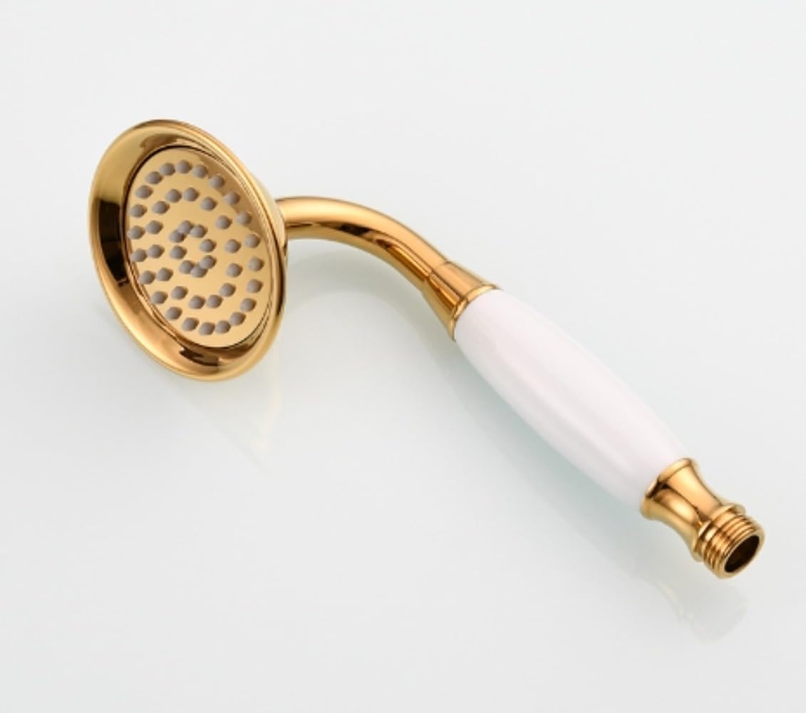 シャワーヘッド アンティーク 節水 低水圧 取手陶器 汎用 浴び心地いい 取付簡単 (レインシャワーヘッド,ゴールデン)