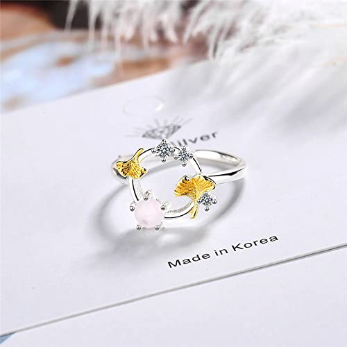 Bague ajustable femme ginkgo ouverte et confortable - 2