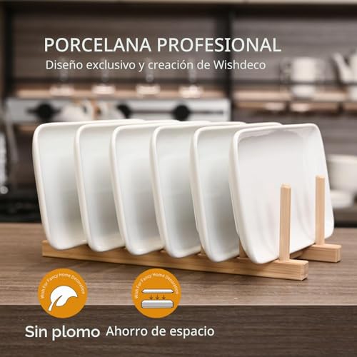 Miniatura 5 de Wishdeco Juego De 6 Fuente Para Servir Comida, Platos Rectangulares, Blanco Platos De Porcelana 23x12 Cm, Plato Servir Cerámica Para Postre, Sushi, Aperitivo, Ensalada