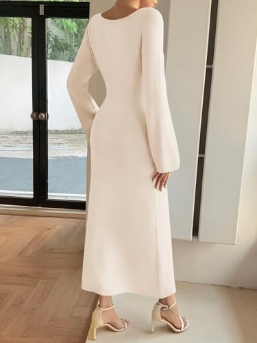 Wenrine Womens Fall Off The Shoulder Bodycon Sweater Dress 2025 Formal Long Sleeve Elegant Cocktail Party Maxi Dresses4