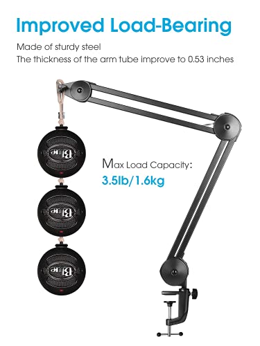 Puroma Microphone Arm Stand Adjustable Suspension Boom Scissor Arm Stand Upgraded Heavy Duty Microphone Stand With 5 Ties For Blue Yeti, Snowball, And Blue Yeti Nano (Medium) #TOP3