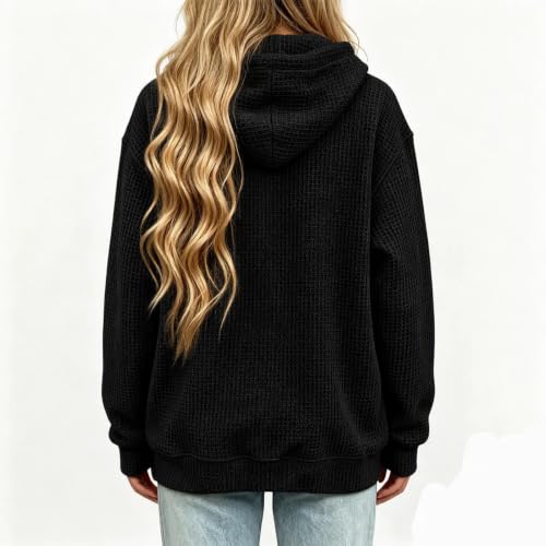 Dog Pouch Sweatshirt Pet Pouch Hoodie Women Kangaroo Pocket Dog Cat Carrier Soft Waffle Pullover Sudaderas para Mujer En Oferta Wardrobe Capsule Women Over 40 Black S - image 3