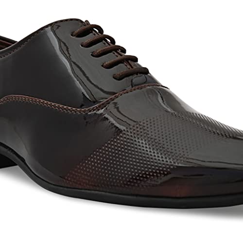 Image of San Frissco mens Ak 1043 San Frissco Men's Formal Shoes Glossy Shine Lace Up Derbys Office Wear Footwear Soft Cushioned Footbed with TPR Sole Lightweight, Flexible and Stylish for Wedding and Parties - 11 (Pine)