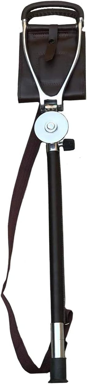 Adjustable Antique Brown Shooting Stick | Durable Big Size Leather Seat Folding Chair | Polo Fishing Golf Seat | Lightweight Hiking Walking Stick