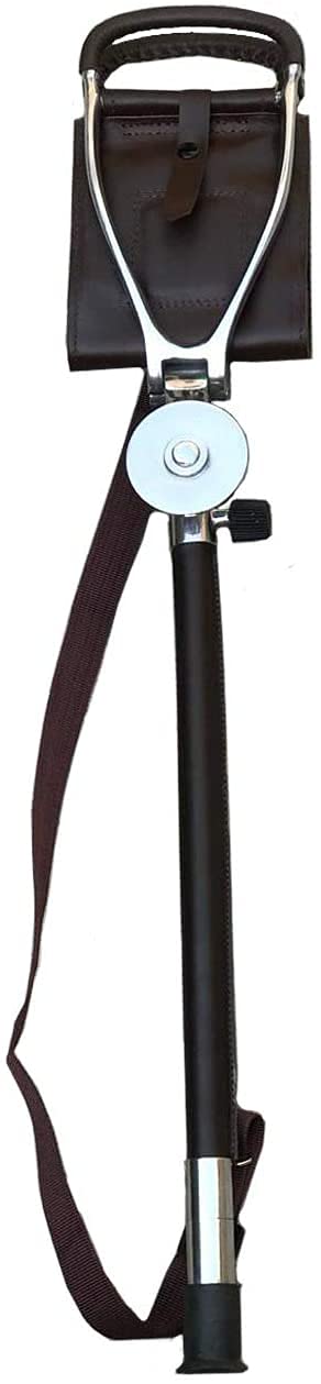 Adjustable Antique Brown Shooting Stick | Durable Big Size Leather Seat Folding Chair | Polo Fishing Golf Seat | Lightweight Hiking Walking Stick