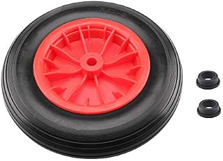 Trintion PU 14" Puncture Proof Solid 3.50-8 Wheelbarrow Wheel Heavy Duty Replacement Tire Complete for Garden Trolley Barrow Go Cart Trailer Truck (Red)