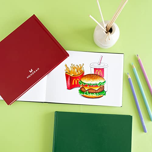 Image of MENORAH - A5 - Sketch Book for Artist - 115 GSM (160 Pages / 80 Sheets) - Artist Drawing Book - (14.8Cm X 21.0Cm) - Hard Case Bound - Completely Handmade-Landscape- Black, Paper, oil pastels