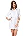 MOQUEEN Womens Button Down Boyfriend Shirt Dress Long Sleeve Basic Blouse Tunic,White,Large