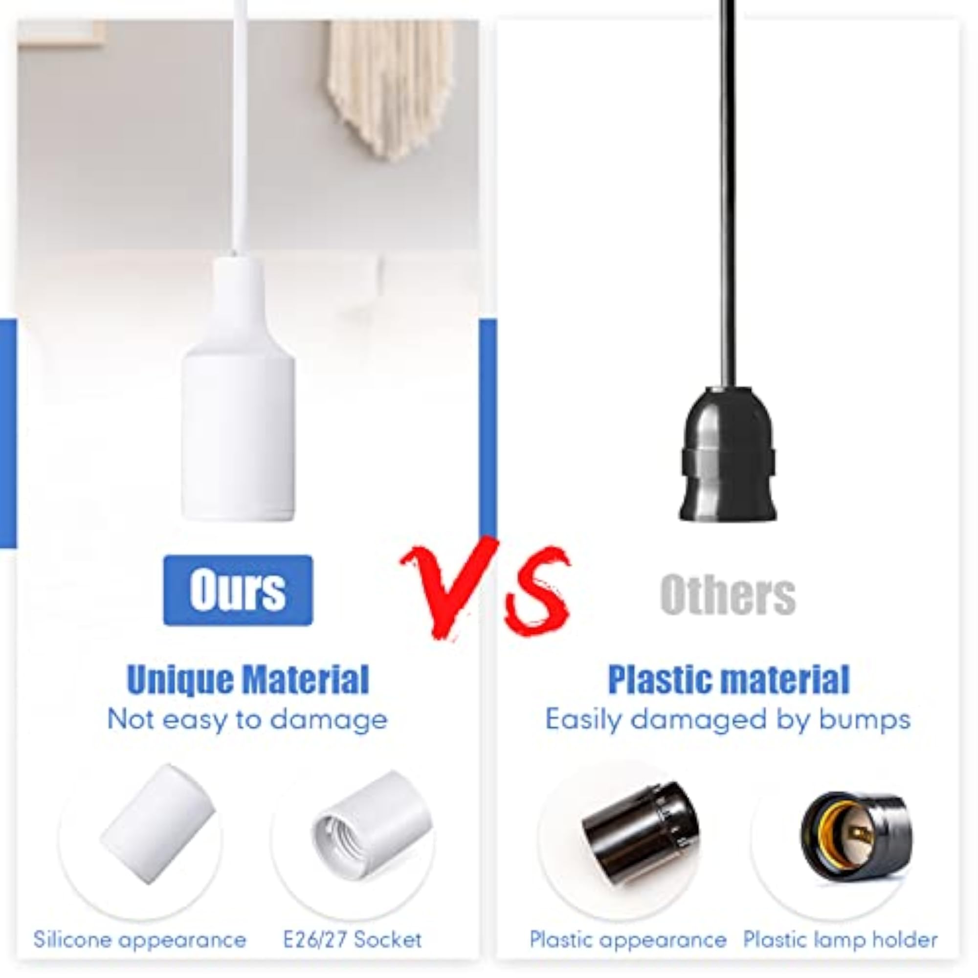 10 Pack Hanging Light Cord with Switch for E26 E27 Bulb Sockets