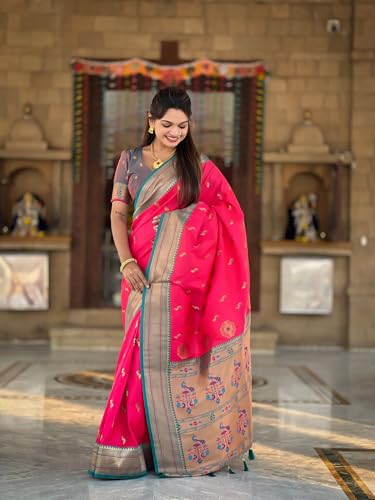 Divyadham Textiles pink paithani silk saree – image 3