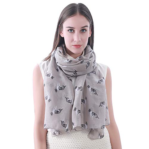Boston Terrier Dog Print Women's Scarf Shawl Wrap Lightweight