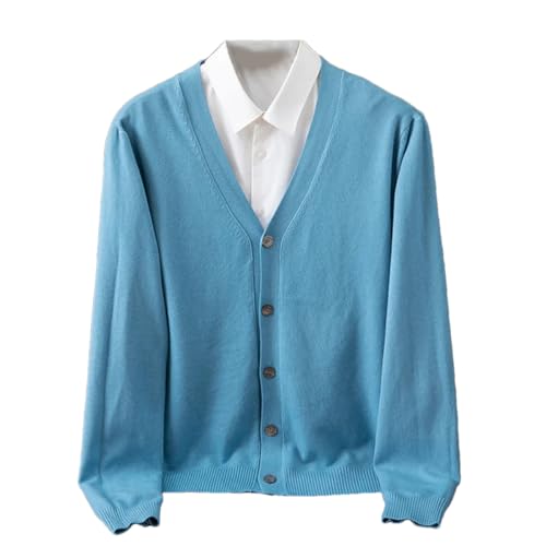 Men's Spring Knitwear Sweater Cashmere Cardigan Solid Color V-Neck