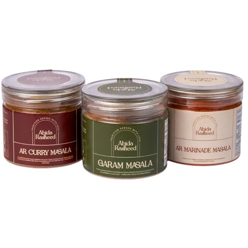 Homemade Curry Masala (100 G), Marinade Masala (100 G) Garam Masala (50 G) Combo by Chef Abida Rasheed Kerala Traditional Style Preservative Free Masala Powder | Pack of 3|