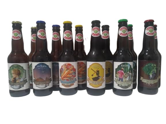 Cerveza artesanal Valles del Lúpulo (12 unidades de cervezas variadas para regalo) (2 unidades de cada una de las 6 variedades)