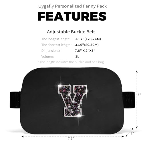 Image of Uygafly Gifts for Girls & Kids - Birthday Gifts for Daughter & Sister, Essentials for Her, Travel Essentials, Cute Teen Trendy Stuff Waist Packs Belt Bag Crossbody Bag | Black, Initial V