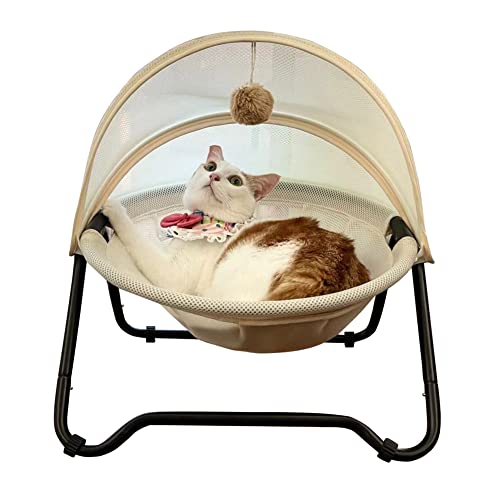 Rogsouth Cat Bed, Pet Hammock Bed For Puppy And Kitty, Comfortable And Breathable Elevated Cat Nest, Easy To Assemble, Cover Removable And Washable, Suitable For Indoor And Outdoor Use (Cream) #TOP19