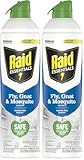 Raid Essentials Fly, Gnat, and Mosquito Killer Aerosol Spray, Safe for Use Around Children and Pets, 10 oz (Pack of 2)