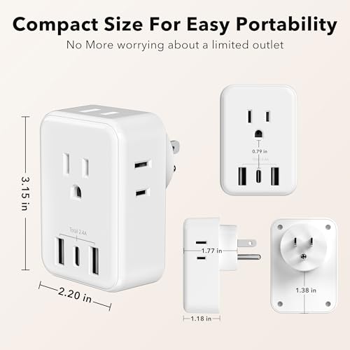 Image of BN-LINK Multi Plug Outlet Extender with AC Outlets and USB Ports, Outlet Splitter with 3 USB Ports (1 USB C), Wall Charger Adapter for Dorm, School, Travel, Office, Home (4 Outlets (Pack of 1))
