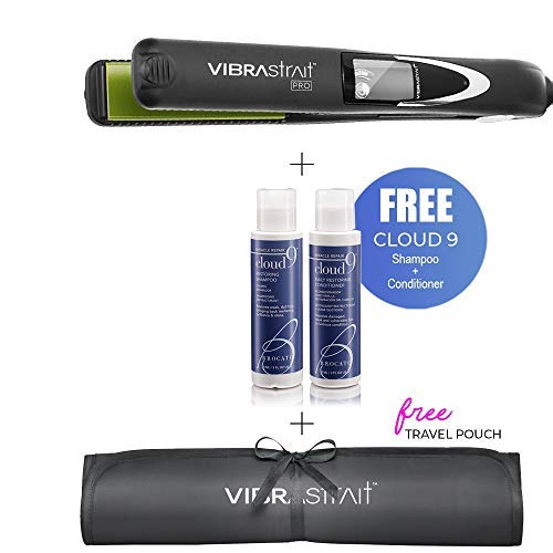 Value Bundle: Vibrastrait PRO 1-inch Vibrating Flat Iron with Travel Case & Travel