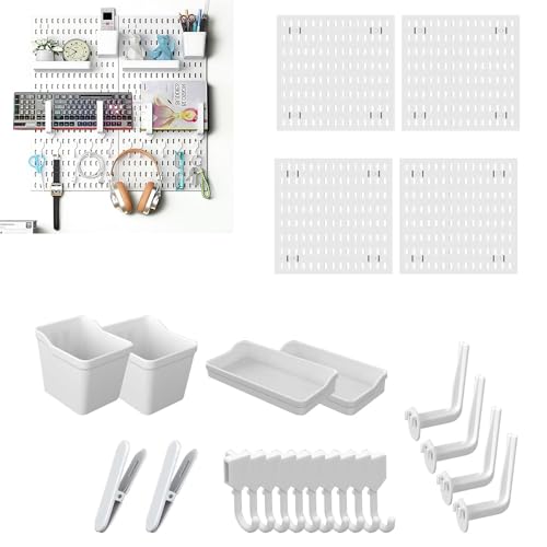 Fesatccoz 24pcs Pegboard Combination Kit Peg Board Wall Organiser...