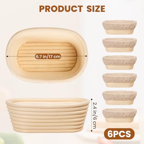 Kikcoin 6 Pack Banneton Bread Proofing Basket, 5 Inch Mini Banneton Basket - image 2