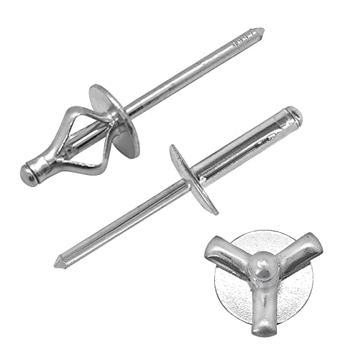 Busy-Corner BLIND RIVETS-100PCS-SILVER Tri-Fold Exploding Large Head Aluminum Pop Blind Rivets 3/16'' * 4/5'' Long Grip Solid Rivets Used thumb #6