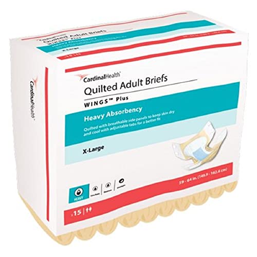 Cardinal Health Quilted Adult Briefs Wings Ultra with BreatheEasy Technology Extra Heavy Absorbency X-Large - Case of 60
