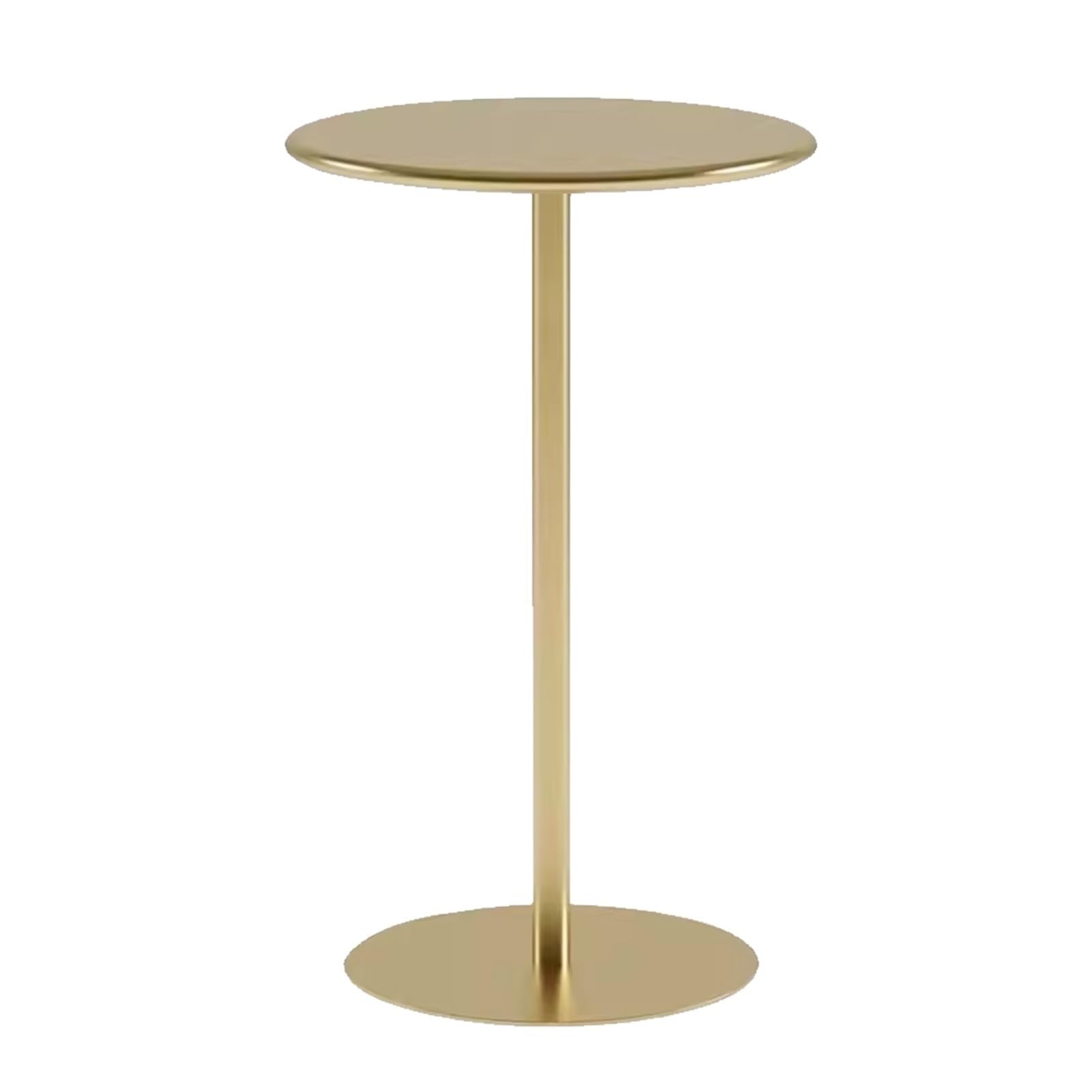 Junvstor Round Drink Table for Cocktail Coffee, Metal Bar Home Table Bistro Pub Table, Tea Dining Kitchen Desk, Sofa Side/end Table, Small Accent Table Nightstand, White Black Gold(Gold,40x40x50cm)