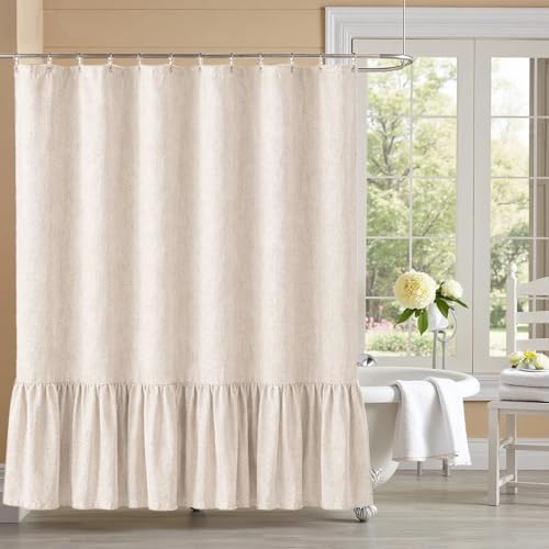 Rideau de douche beige en lin de polyester de style ferme élégant