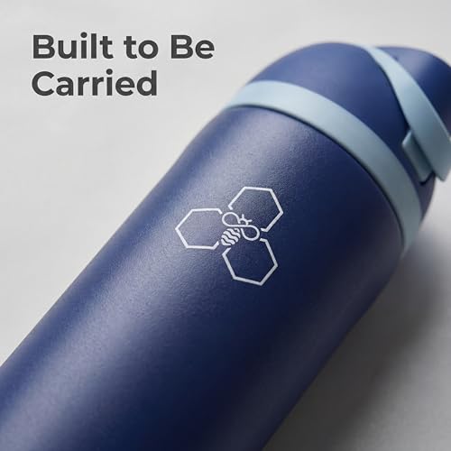 Image of HYV DualFlow Insulated Stainless Steel Water Bottle 1 Litre | Dual-Cap Sipper & Chug for Adults & Kids | Leakproof, BPA-Free, Hot & Cold Thermos | Gym, Sports, Travel, School Flask | Midnight Black