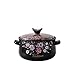 YIMINGYANG Zupa zapiekanka, ceramiczny garnek do gotowania ceramiczne Tureen zupa kwiat 4L Okrągły garnek ceramiczny Gotowanie zapiekanki/gliniany garnek/gliniany garnek/garnek garnek ceramiczny