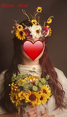 Image of Vivivalue Handmade Adjustable Flower Wreath Headband Halo Floral Crown Garland Headpiece Wedding Festival Party | for Halloween Renaissance Wedding Costume Party Bridal Shower Cosplay Prom Photo Props