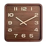 Jian1004 Orologio da parete, Orologio da parete quadrato in legno vintage noce muto cinese semplice sedile senza punch soggiorno per soggiorno, camera da letto, ufficio(L)
