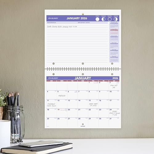 at-a-glance 2026 wall calendar 8534 x 1134 small unruled blocks monthly pm1702826