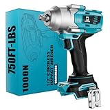 Akku-Schlagschrauber 1,27 cm für Makita 18 V Akku – bürstenlose Schlagschrauberpistole mit hohem Drehmoment mit 2,5 m Drehmoment, LED-Arbeitslicht, ergonomisches Design für hohe Leistung (keine