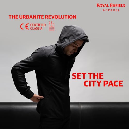 Image of ROYAL ENFIELD URBANITE RIDING JACKET CUM CASUAL JACKET CUM SWEATSHIRT|CE level 2 armours at Shoulders & Elbows CE level 2 armour at back|Riding jacket protection: CE certified to CLASS A | BLACK M