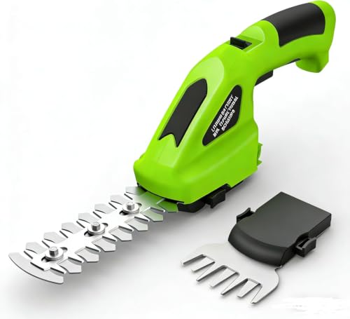 Cordless Hedge Trimmer Electric Bush Trimmer Electric Shrub Grass Trimmer Hand Grass Cutter, 2 in 1 Grass Shear & Hedge Clippers for Gardening, Lawn, Yard