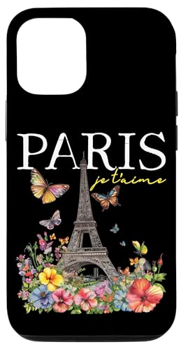 Carcasa para iPhone 13 Paris Je T'aime Torre Eiffel Floral Francia Souvenirs Franceses